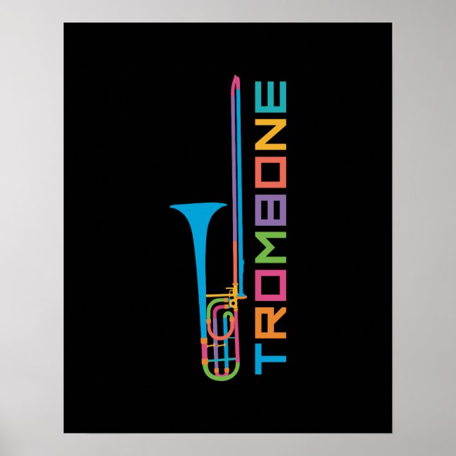Affiches Trombone couleur arc-en-ciel (Devant)