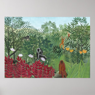 Affiches Tropical Forest with Monkeys, 1910 (oil on canvas)