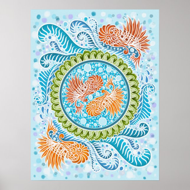 Affiches Tropical Koi Mandala | Art Zen Océan Vibrant (Devant)