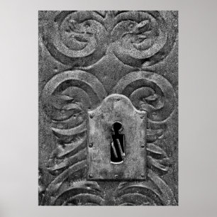 Affiches Trou de serrure dans une porte métallique médiéval
