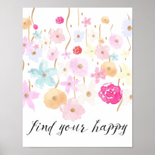 Affiches Trouvez vos fleurs d'aquarelle joyeuses