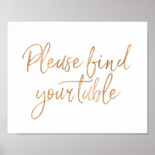 Affiches Trouvez Votre Place 8x10 Rose Or Mariage