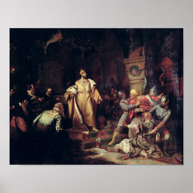 Affiches Tsar Ivan III Déchirer l'acte de Tatar Khan (Devant)