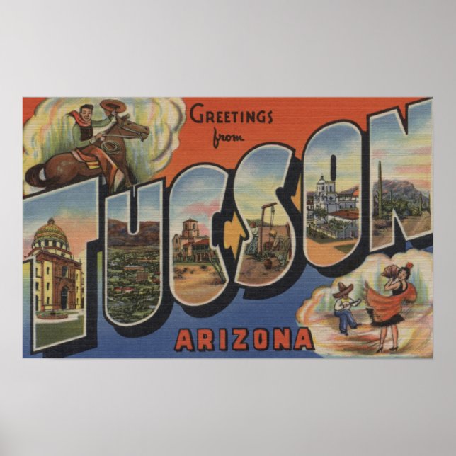 Affiches Tucson, Arizona - Large Letter Scenes 2 (Devant)