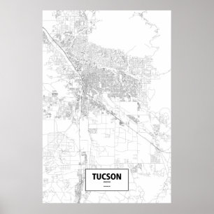 Affiches Tucson, Arizona (noir sur blanc)