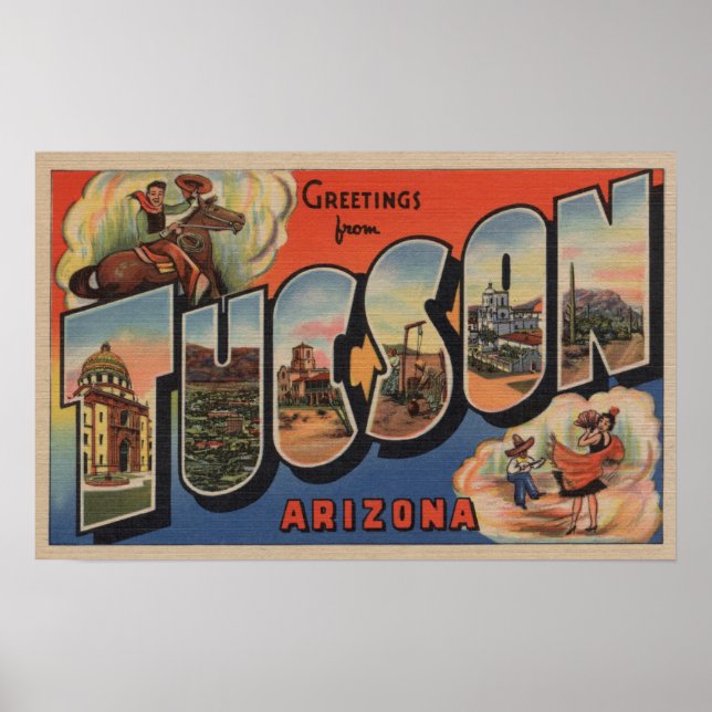 Affiches Tucson, Arizona - Scènes de grandes lettres (Devant)