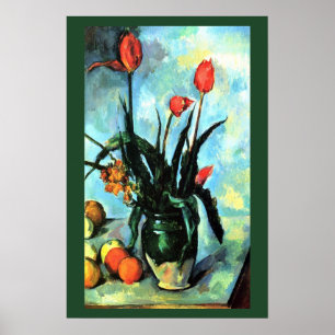 Affiches Tulipes dans un vase par Paul Cezanne, Art vintage