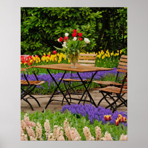 Affiches Tulipes de table dans le jardin, jardins de Keuken