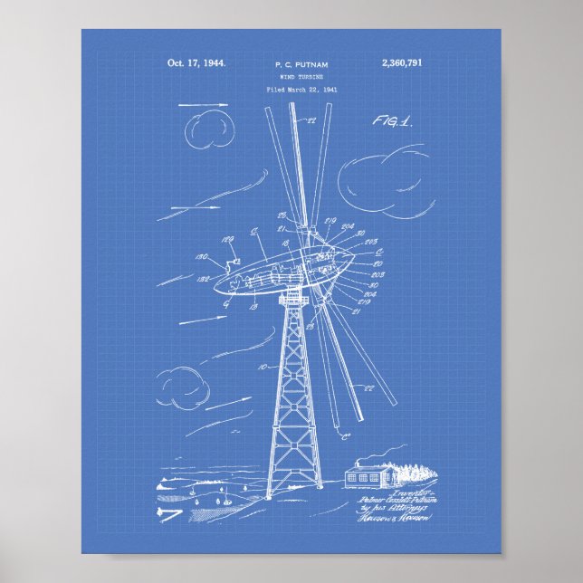 Affiches Turbine éolienne 1944 Plan directeur de l'art des  (Devant)
