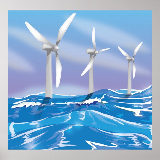 Affiches Turbines de puissance du vent marin (Devant)