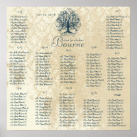 Turquoise Blue Ivory Swirl Tree 150 invités alphab