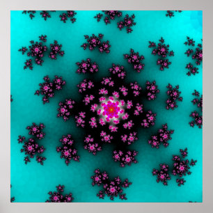 Affiches Turquoise coloré, rose et noir fractal