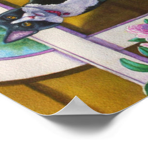 Affiches Tuxedo Chat sur l'échelle