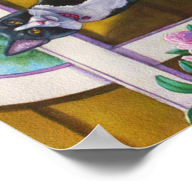 Affiches Tuxedo Chat sur l'échelle (Coin)