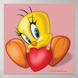 Affiches Tweety tenant un cœur