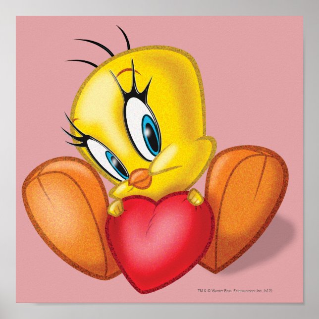 Affiches Tweety tenant un cœur (Devant)