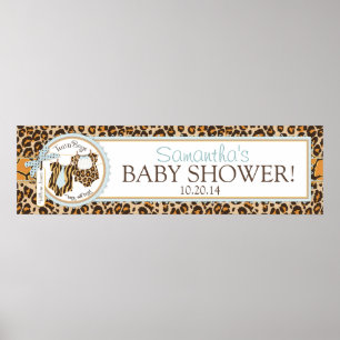 Affiches Twin Boys Bow Cravate Cheetah Imprimer Baby shower