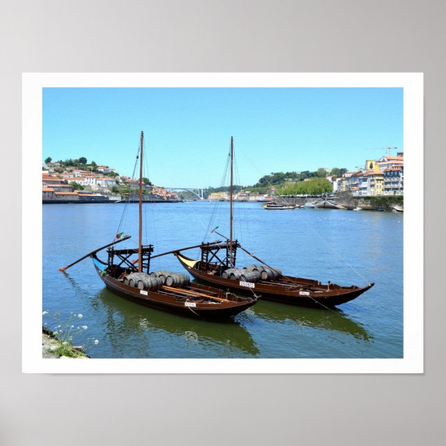 Affiches Two boats on the river Douro, Porto (Devant)