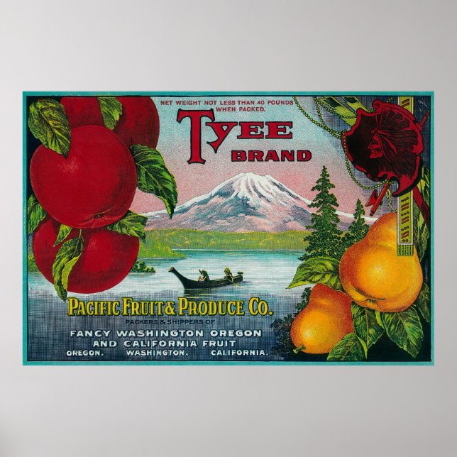Affiches Tyee Pear Crate LabelWA, OR, and CA (Devant)