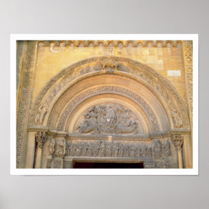 Affiches Tympanum du porche représentant le Christ en Majes