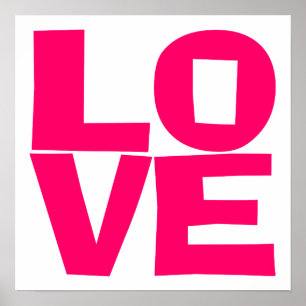 Affiches Typographie de bloc rose vif Amour