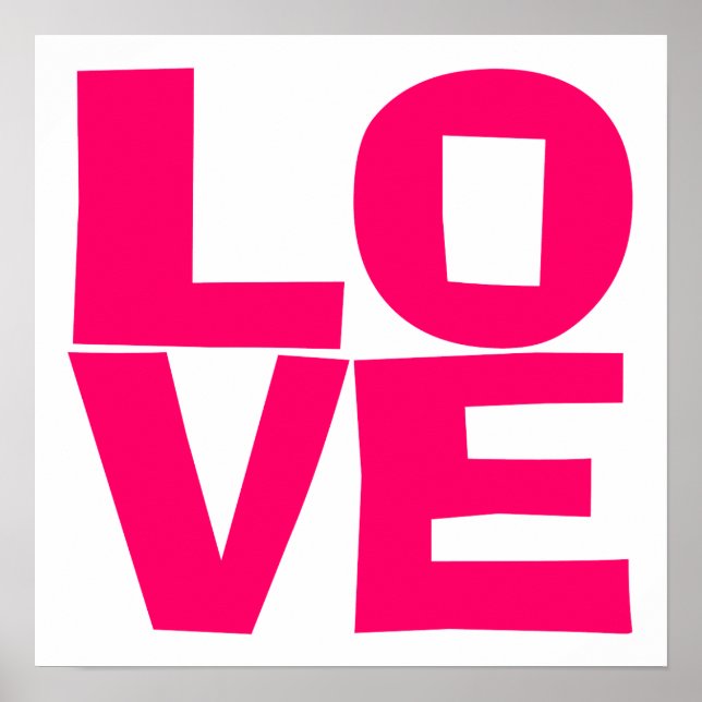 Affiches Typographie de bloc rose vif Amour (Devant)