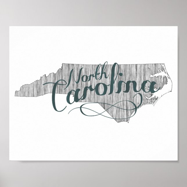Affiches Typographie de l'État de Caroline du Nord (Devant)