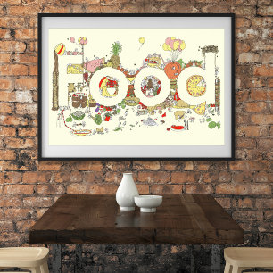 Affiches Typographie de pâtisserie drôle et colorée Art de