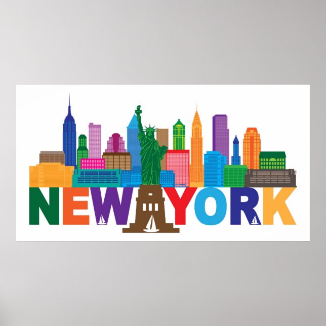 Affiches Typographie Skyline de New York (Devant)