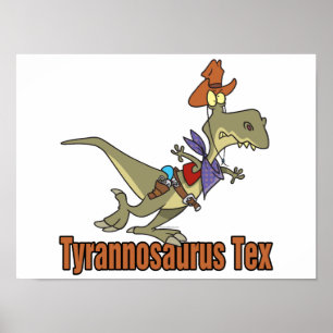 Affiches tyrannosaurus rex tex cowboy dinosaur