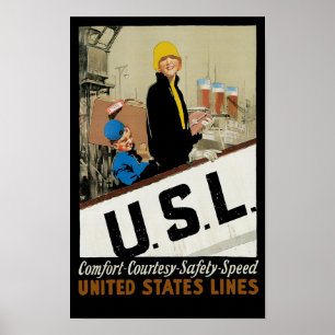 Affiches U.S.L. ~ Confort, Gracieuseté, Sécurité, Vitesse