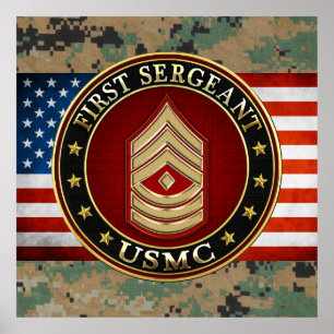 Affiches U.S. Marines : Premier sergent (usmc 1stSgt) [3D]