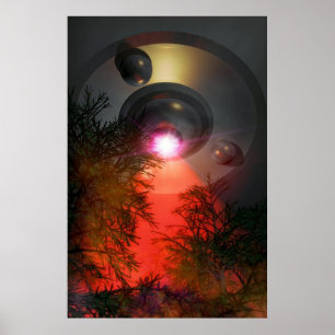 Affiches UFO au-dessus de forêt