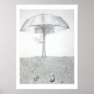 Affiches Umrella Tree B&W