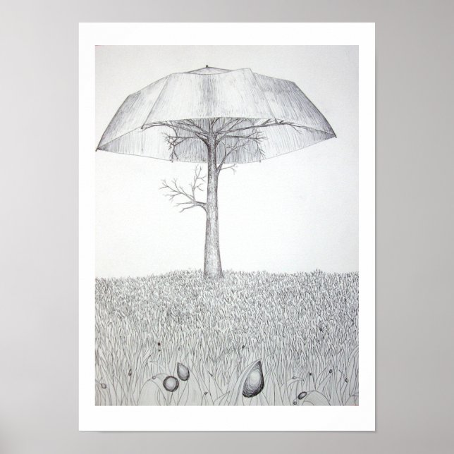 Affiches Umrella Tree B&W (Devant)