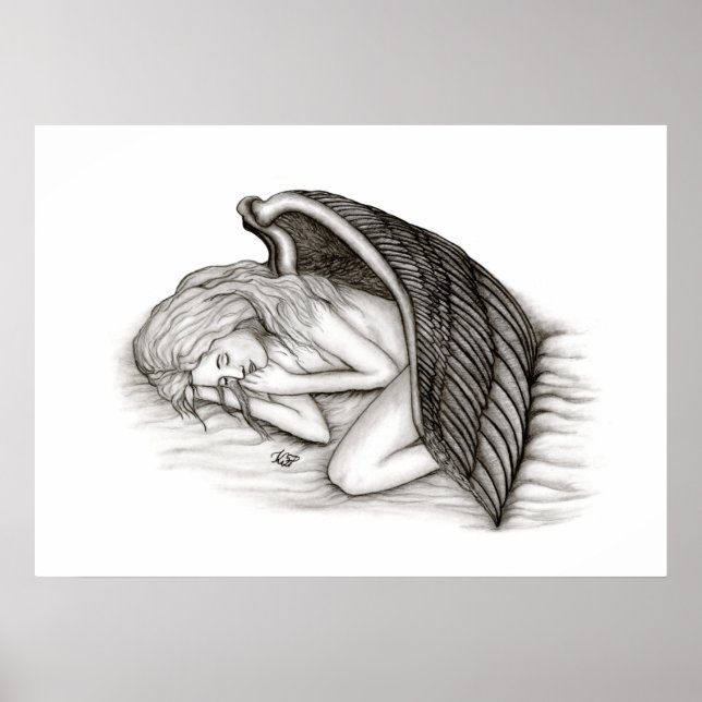 Affiches Un ange endormi, noir et blanc (Devant)