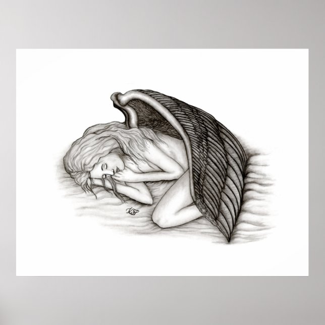 Affiches Un Angel endormi, noir et blanc (Devant)