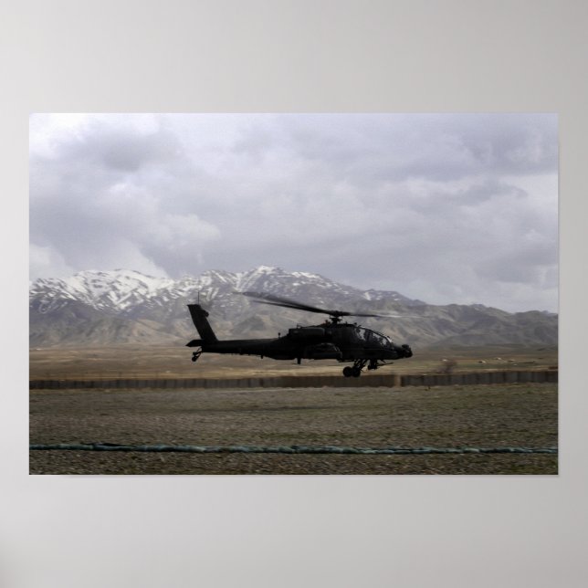Affiches Un Apache AH-64A décolle (Devant)