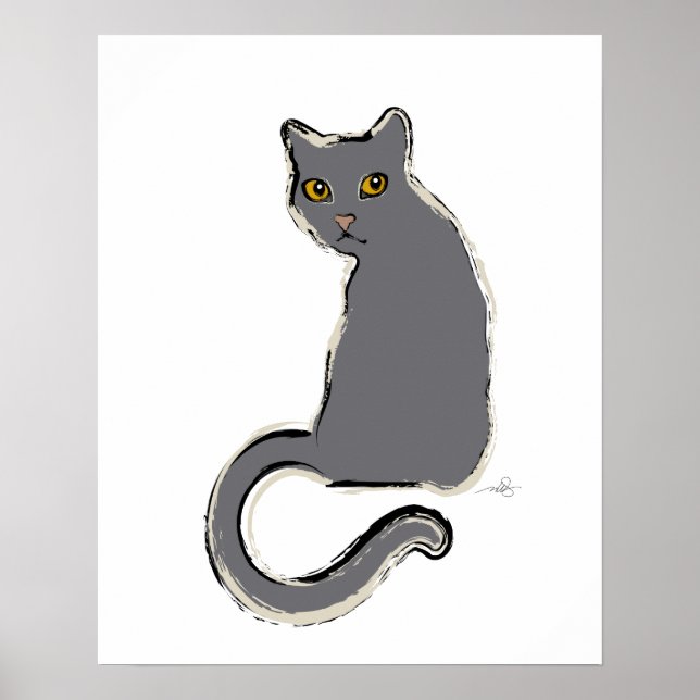 Affiches Un autre chat gris (Devant)