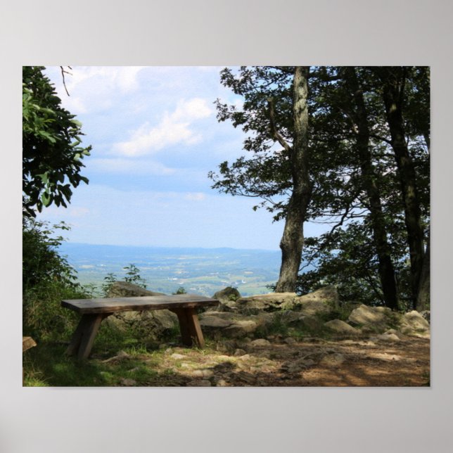 Affiches Un banc avec vue sur Hawk Mountain (Devant)
