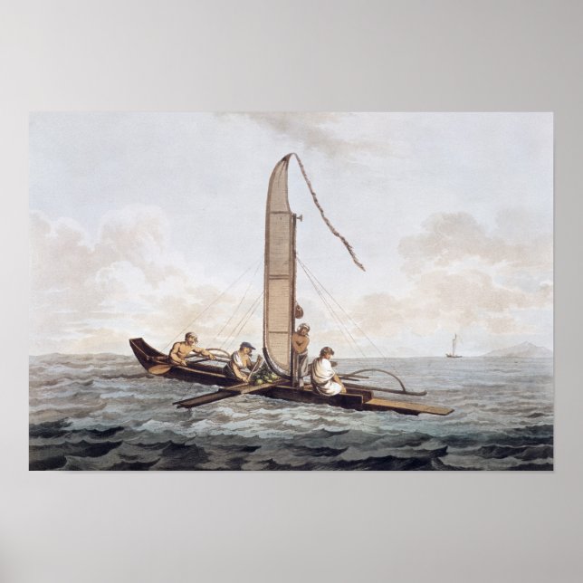 Affiches Un canot à voile d'Otaheite (Devant)
