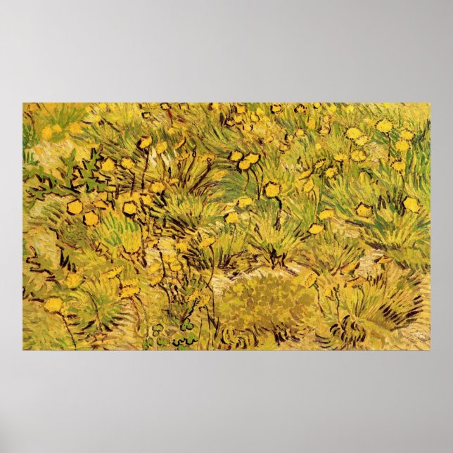 Affiches Un champ de fleurs jaunes, Vincent Van Gogh (Devant)
