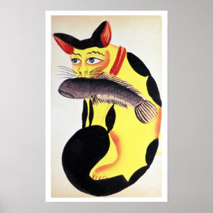 Affiches Un chat avec un poisson dans la bouche, du Rudyard