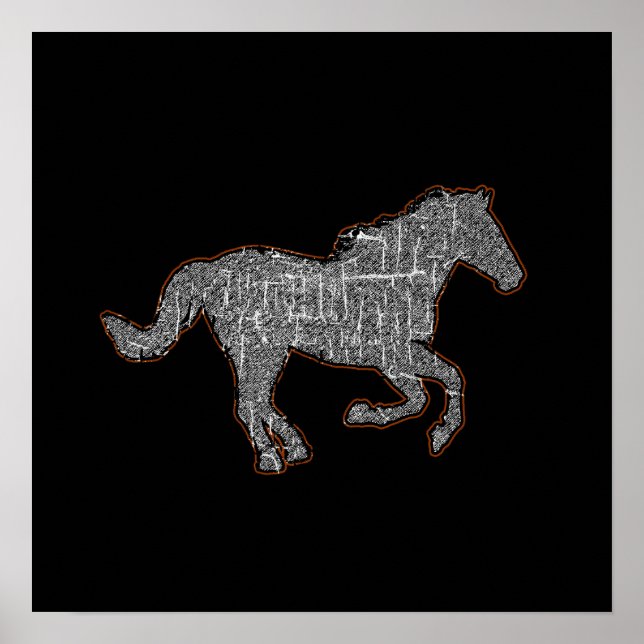 Affiches un cheval noir (Devant)