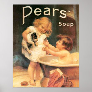 Affiches Un chiot prenant un bain