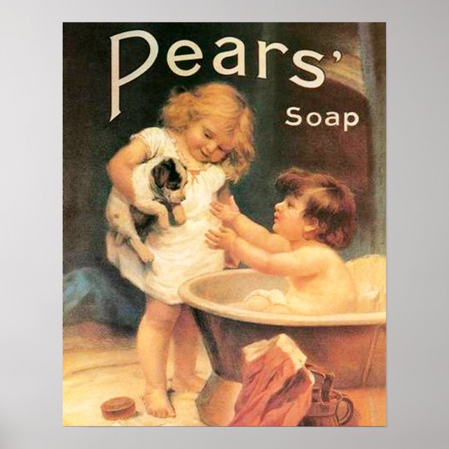 Affiches Un chiot prenant un bain (Devant)