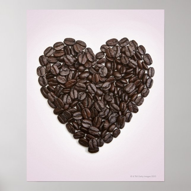Affiches Un coeur fait de grains de café (Devant)