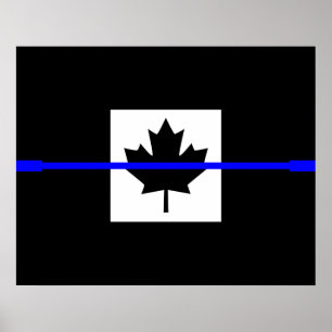 Affiches Un drapeau canadien de la Ligne bleue mince