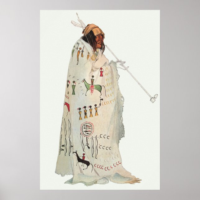 Affiches Un guerrier indien avec portrait de tuyau par Karl (Devant)