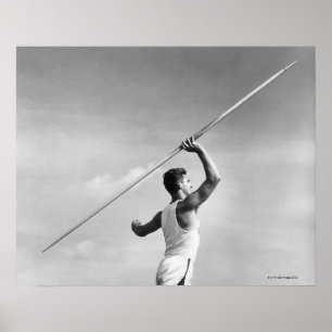Affiches Un homme lance Javelin